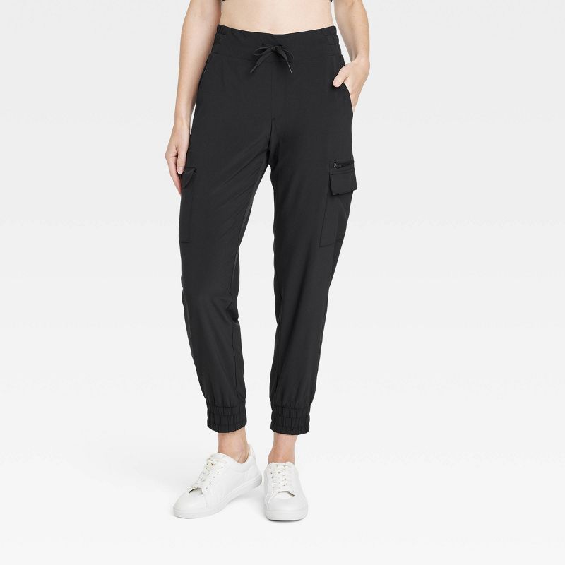 Women's Active Light Mid-Rise Cargo Jogger Pants - All In Motion™ Black M