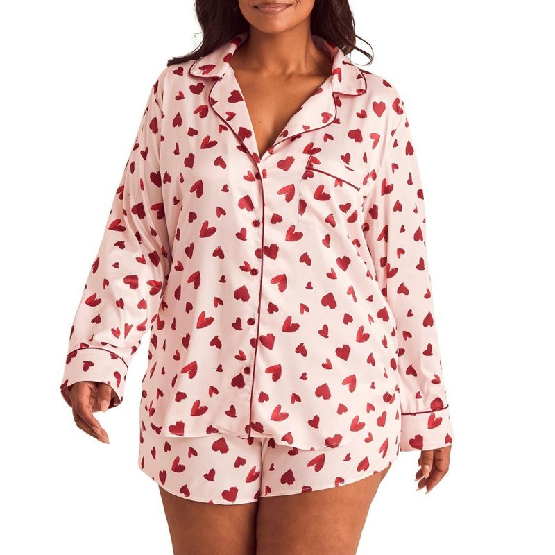 Adore Me Women's Sammie PJ Sleepwear 2X / Heart Print Pink.
