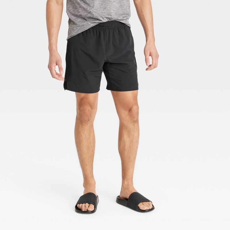 Men's Active Light Unlined Run Shorts 7" - All In Motion™ Black L: Moisture Wicking, Quick Drying