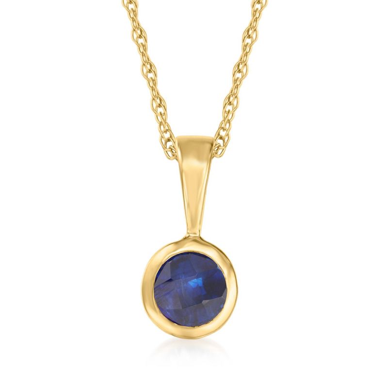Pure Collection by Ross-Simons 0.28 Carat Sapphire Pendant Necklace in 14kt Yellow Gold Size 18