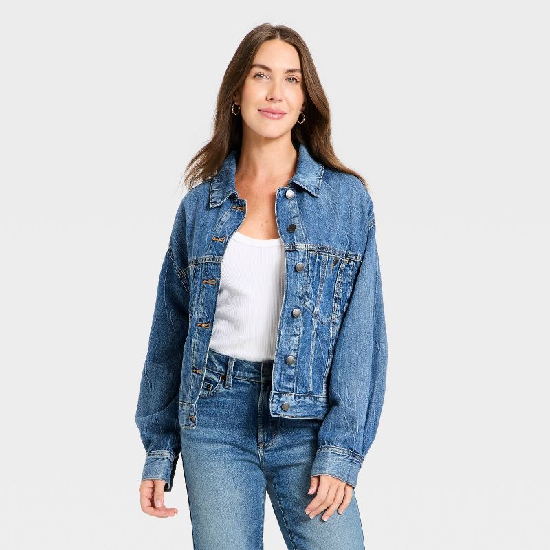 Women's Relaxed Trucker Denim Jacket - Universal Thread™ Medium Wash XL