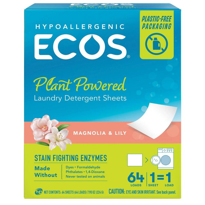 ECOS Laundry Detergent Sheets - Magnolia & Lily - 7.9oz/64 loads