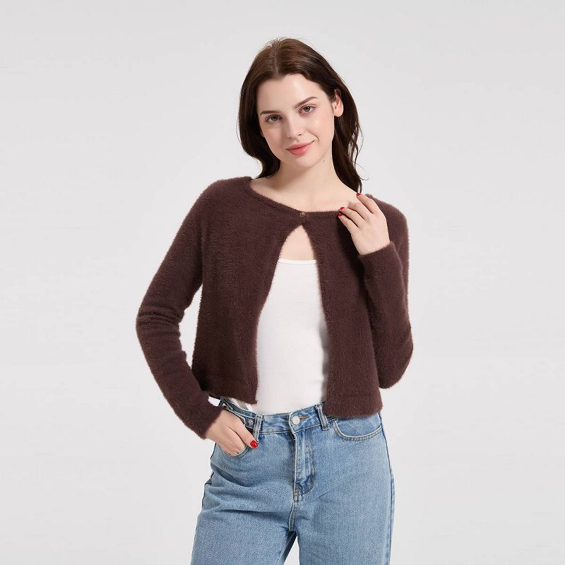 Women's Fuzzy Cardigan - Wild Fable™ Brown S