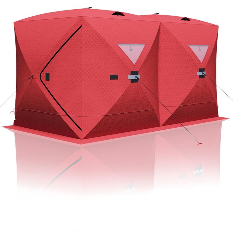 Coucheta Pop Up Ice Fishing Tent Insulated Ice Fishing Shelter Portable Hub-Style Shelter Shanty Windproof, Spacious Interior for 1 to 8 Person