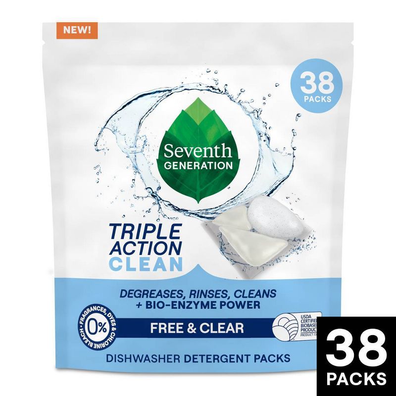 Seventh Generation Triple Action Clean Dishwasher Detergent Packets - 38ct