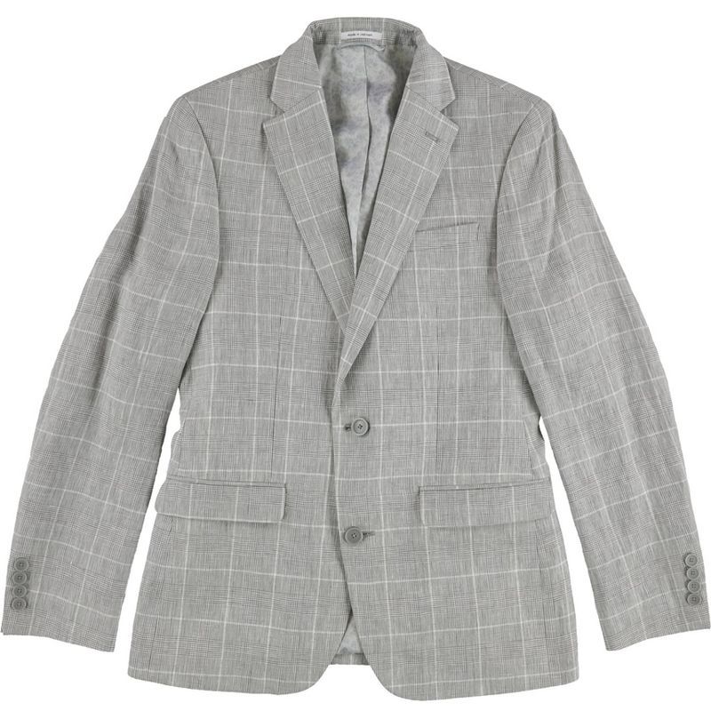 bar III Mens Linen Two Button Blazer Jacket, gray, 38 Long