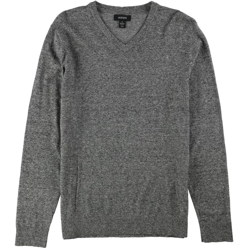 Alfani Mens V-Neck Pullover Sweater, blackmarled, XXX-Large