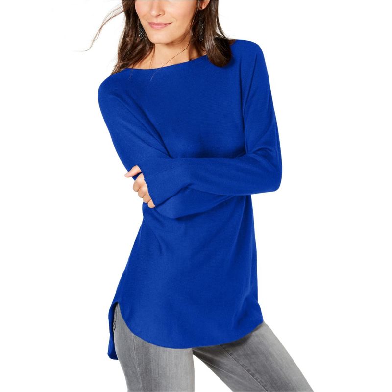 I.N.C International Concepts Womens Shirttail Knit Sweater, navy, X-Small