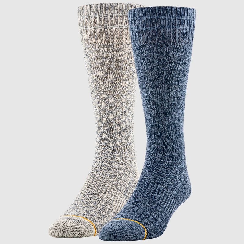 GOLDTOE Signature Collection Men's Camp Honeycomb Rag Crew Socks - Blue 6-12.5
