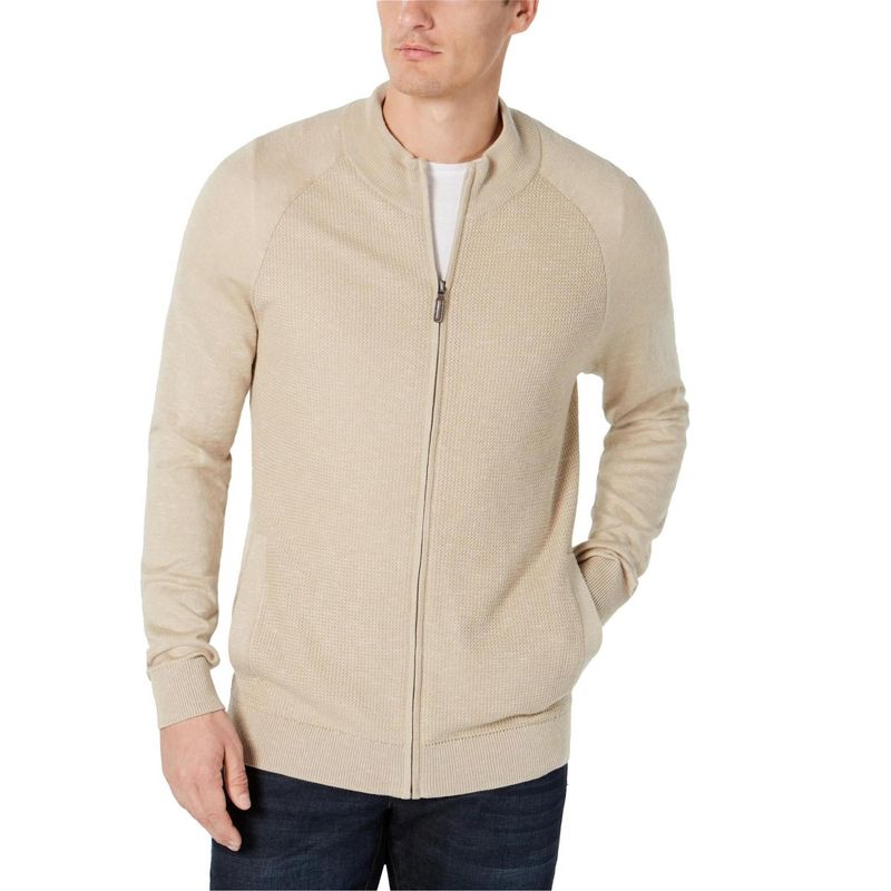 Club Room Mens Textured Cardigan Sweater, hudsontan, Small