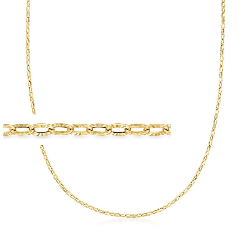 Ross-Simons Italian 14kt Yellow Gold Textured and Polished Cable-Chain Necklace Size 18
