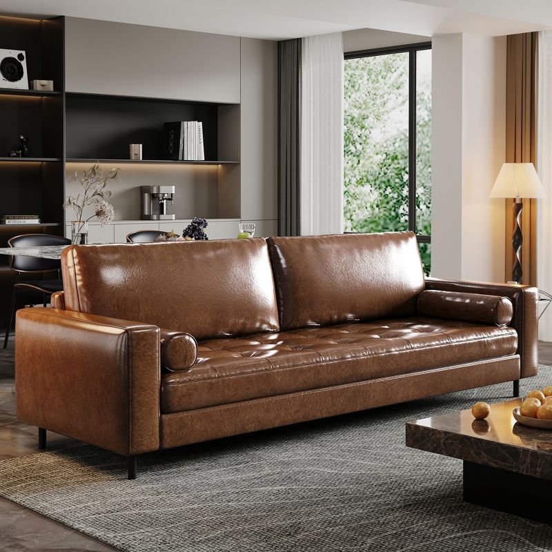 Luck Live Modern Sofa,leather couch 80.31"furniture living room High-End Vintage Sofa, Sturdy Frame, Comfortable Seating