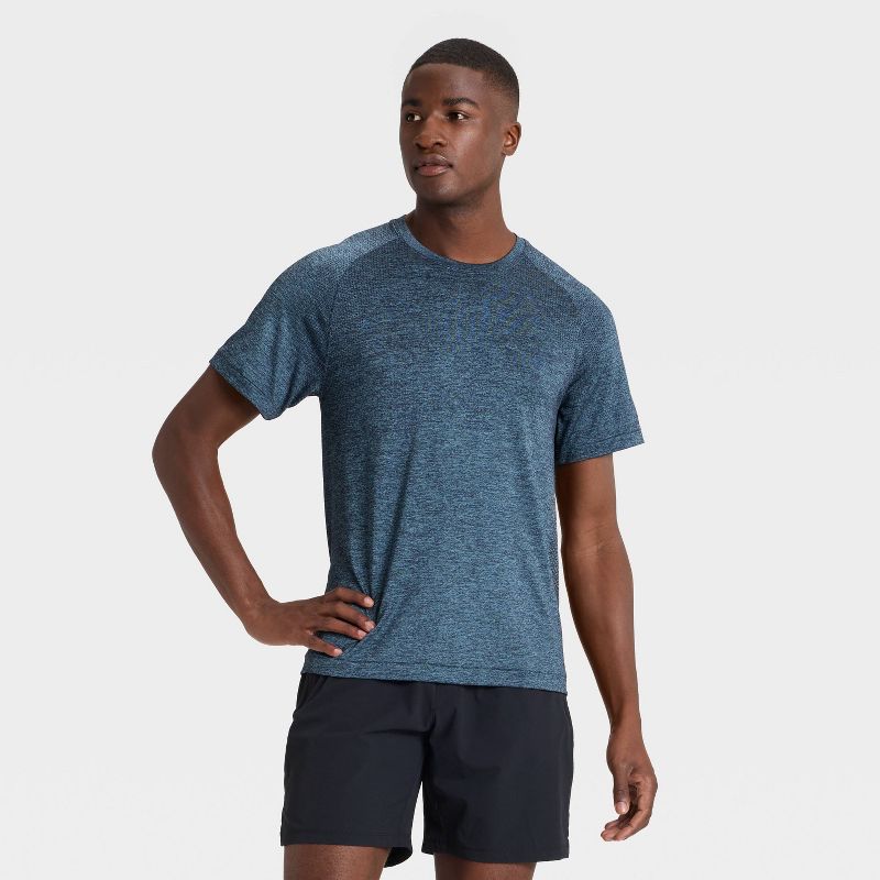 Men's Short Sleeve Seamless T-Shirt - All In Motion™ Blue Heather L