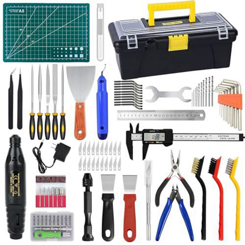 Aoibox 135PCS 3D Printer Tools & Accessories Kit with Tool Box, Nozzle Cleaning Kit, Electric Polishing Machine, Deburring Tool, Sanding Pens
