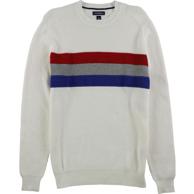 Club Room Mens Stripe Pullover Sweater, winterivory, X-Large