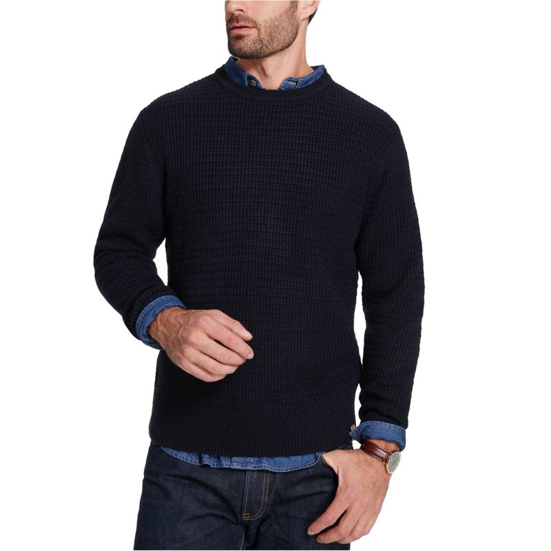 Weatherproof Mens Vintage Textured Pullover Sweater, navy, Small