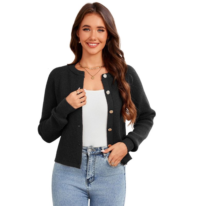 Cardigan Sweaters for Women Fall Trendy Long Sleeve Chunky Knit Button Up Winter Jacket Casual Outwear Black XL