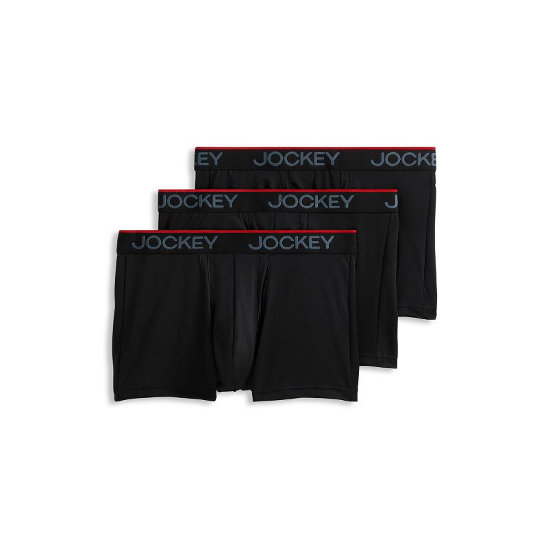 Jockey Men's Chafe Proof Pouch Microfiber 3" Trunk - 3 Pack M Black