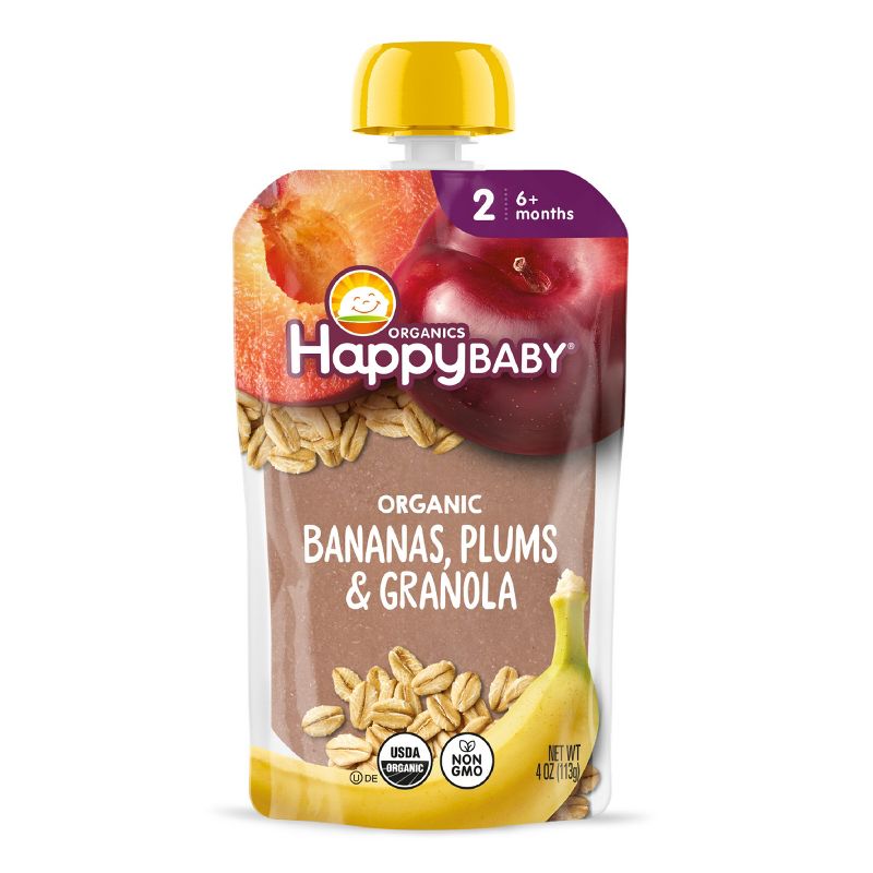 Happy Baby Organic Meals Bananas, Plums & Granola Baby Food Pouch - 4oz