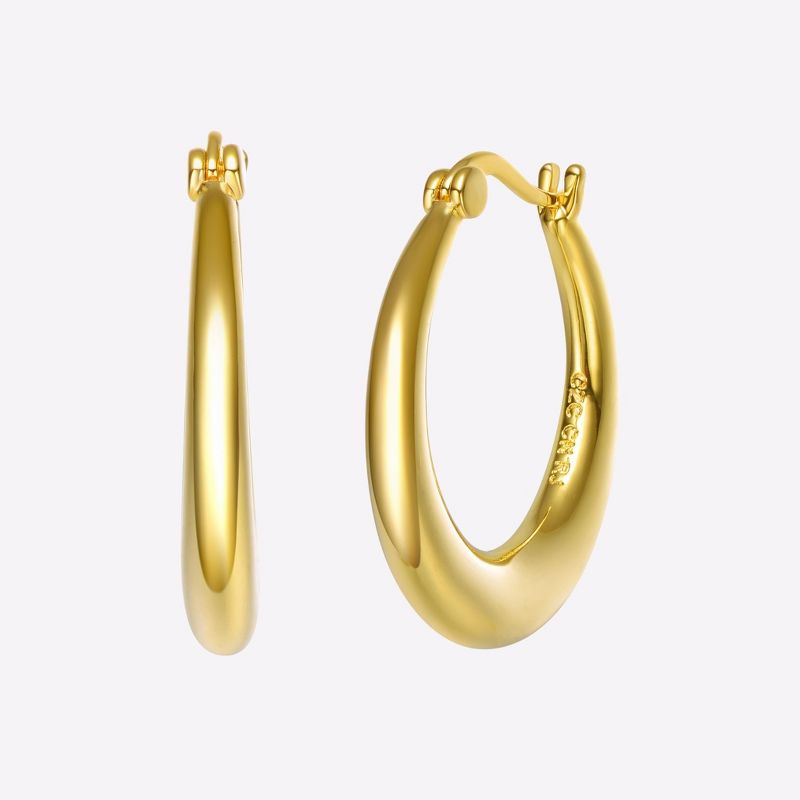 Guili Sleek Perfection 14K Gold Plated Large Hoop Earrings, a Versatile and Elegant Choice to Complete Any Outfit with Modern Sophistication