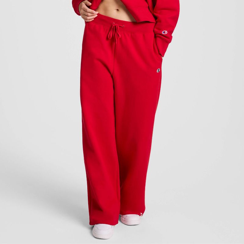 Champion Women's High-Rise Fleece Wide Leg Sweatpants - Red XS