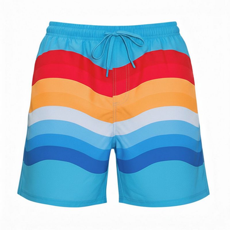 UZZI Amphibious Gear Men's Wavy Stripe Swim Suit | Light Blue Small