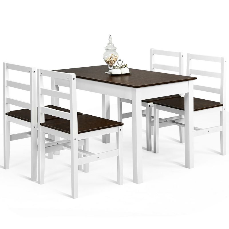 Costway 5pcs Solid Wood Dining Set Kitchen Table & 4 Chair