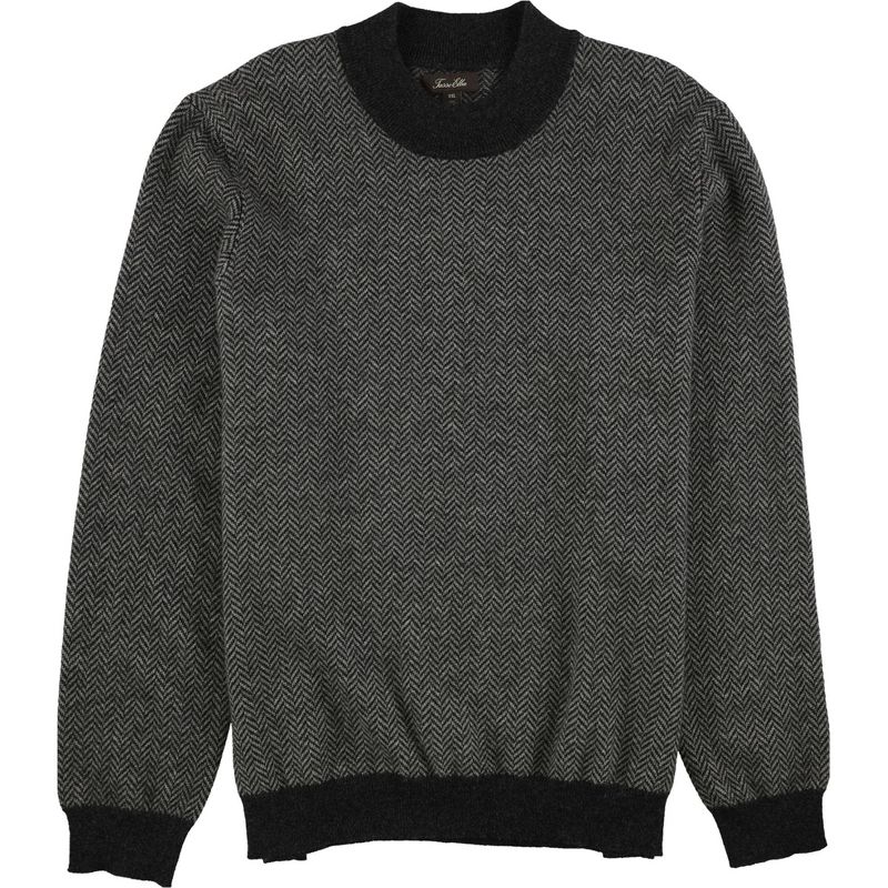 Tasso Elba Mens Herringbone Pullover Sweater, charcoal, XX-Large
