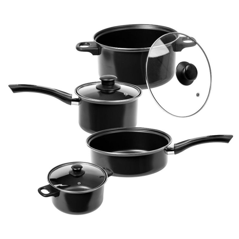 Lexi Home 7-Piece Carbon Steel Nonstick Cookware Set - Black
