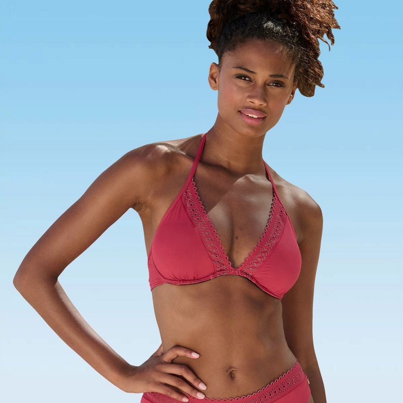 Women's Underwire Triangle Bikini Swimsuit Top Bra Sizing - LASCANA - Red Solid 32B