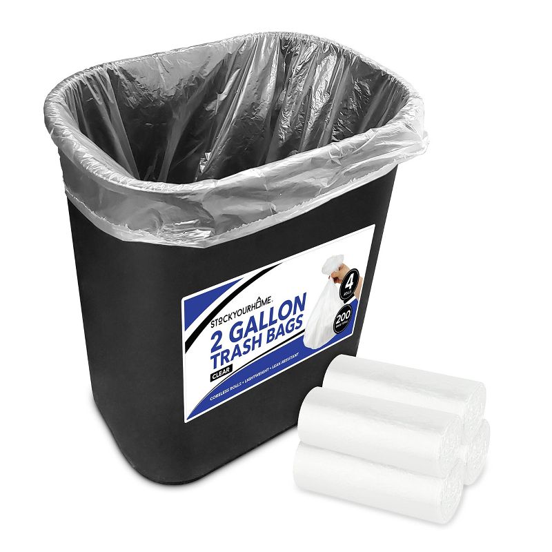 Stock Your Home 2 Gallon Clear Garbage Trash Bags (200 Pack)