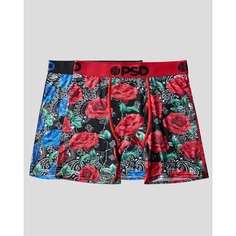 PSD Men's Rose Print Briefs - Red/Blue XL