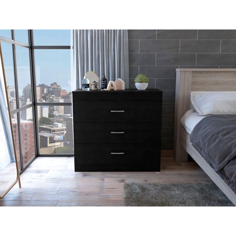Kumasinova 3-Drawer Dresser for Bedroom, Modern Chest of Drawers,Particle Board Finish Storage Dresser,Bedroom Furniture,Floorstanding,Black