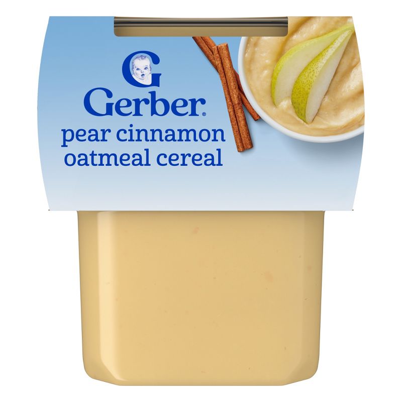 Gerber Non-GMO Pear Cinnamon Baby Oatmeal Cereal Tub – 4oz/2ct​