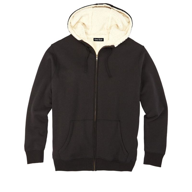 KingSize High Pile Fleece-Lined Fleece Zip Hoodie - 3XL, Black