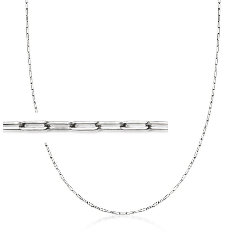 Ross-Simons 14kt White Gold Paper Clip Link Necklace Size 18