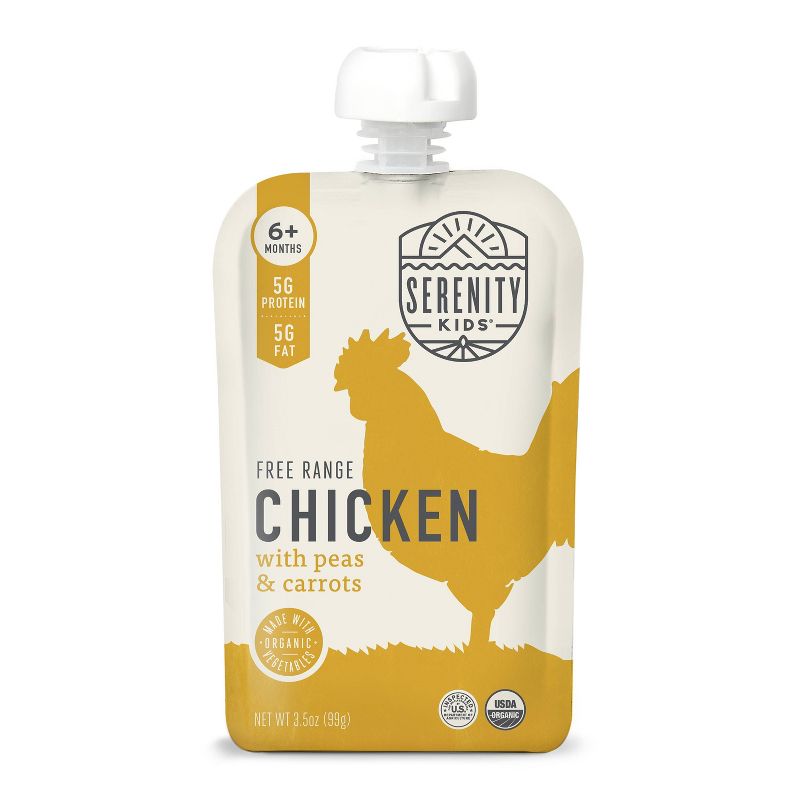 Serenity Kids Free Range Chicken with Organic Peas & Carrots Baby Food Pouch - 3.5oz