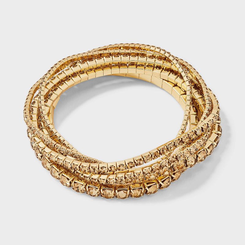 Amber Crystal Stretch Bracelet Set 6pc - A New Day™ Gold