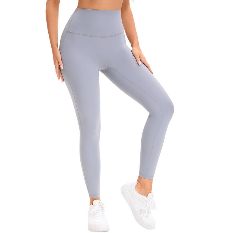 INSPIRE CHIC Women's High Waist Tummy Control Workout Running Leggings Soft Shapewear Pants Small Grey