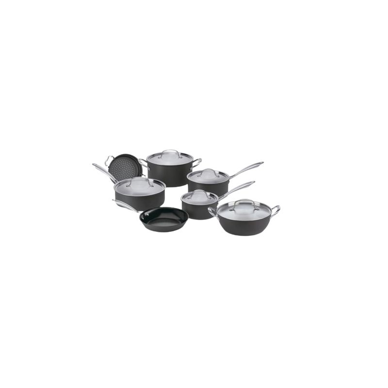 Cuisinart GreenGourmet 12pc Hard Anodized Cookware Set - GG-12: Nonstick, Riveted Handle, Gas & Electric Compatible