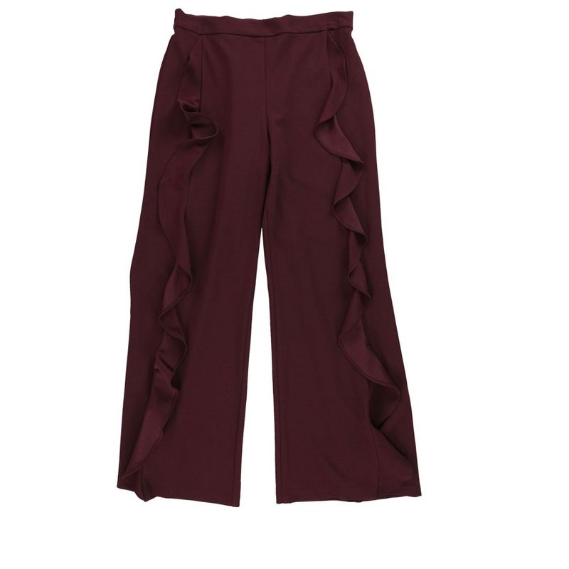 bar III Womens Ruffled Casual Wide Leg Pants, mediumred, Medium