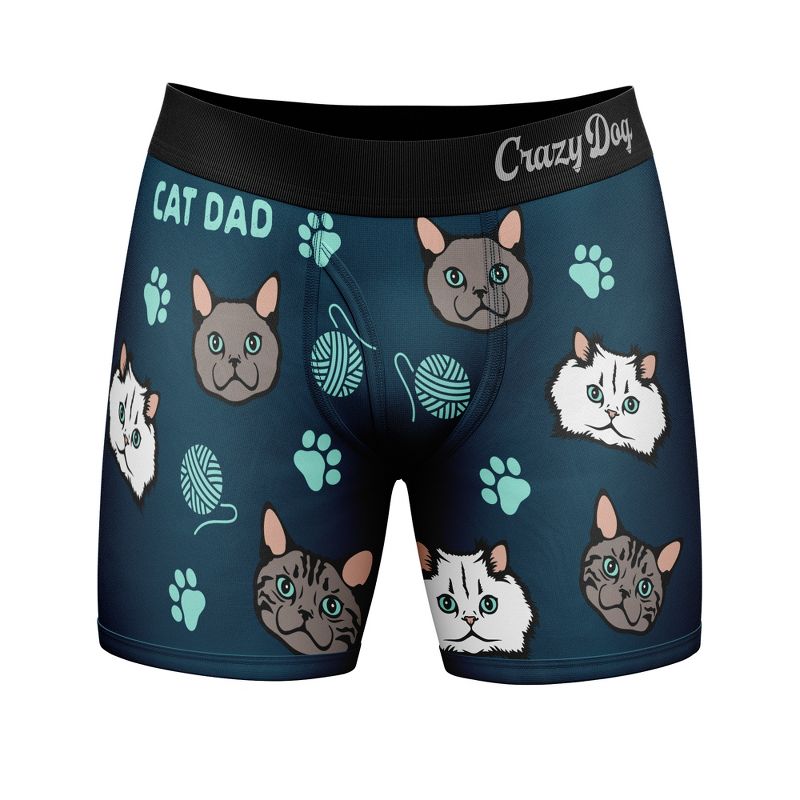 Mens Cat Dad Boxers Funny Cute Kitten Lovers Paw Graphic Novelty Underwear for Guys - Crazy Dog Boxer Briefs for Animal Lovers Cat Dad M