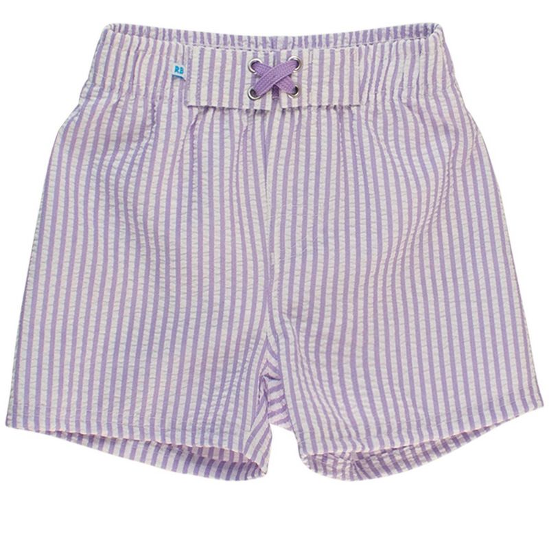 RuggedButts Baby UPF50+ Seersucker Swim Trunks - Lavender Seersucker, 3-6m
