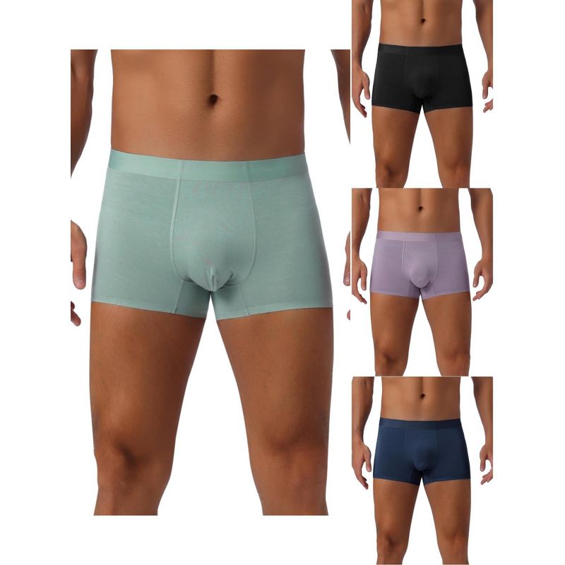 INSPIRE CHIC Men's 4 Pack Underwear Soft Solid Color Basic Boxer Briefs 1 Black 1 Dark Blue 1 Light Green 1 Purple 38