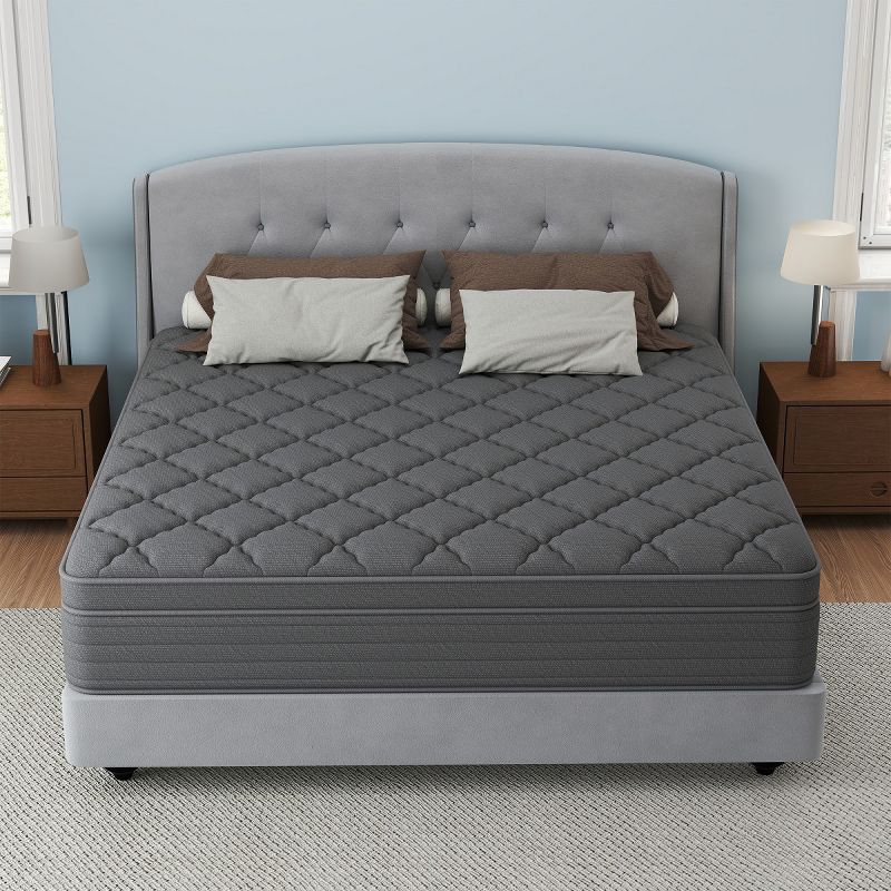 CHEVNI 14 Inch Queen Size Mattress in a box Hybrid Spring Memory Foam Medium Firm Gray - Gray