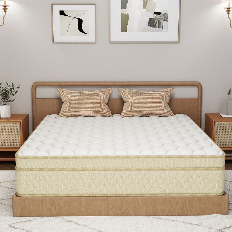 CHEVNI 14 Inch Queen Size Mattress in a box Hybrid Spring Memory Foam Medium Firm - White