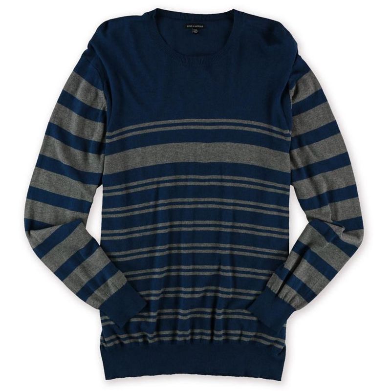 Sons of Intrigue Mens Horizontal Stripe Pullover Sweater, majolicabluecombo, XX-Large
