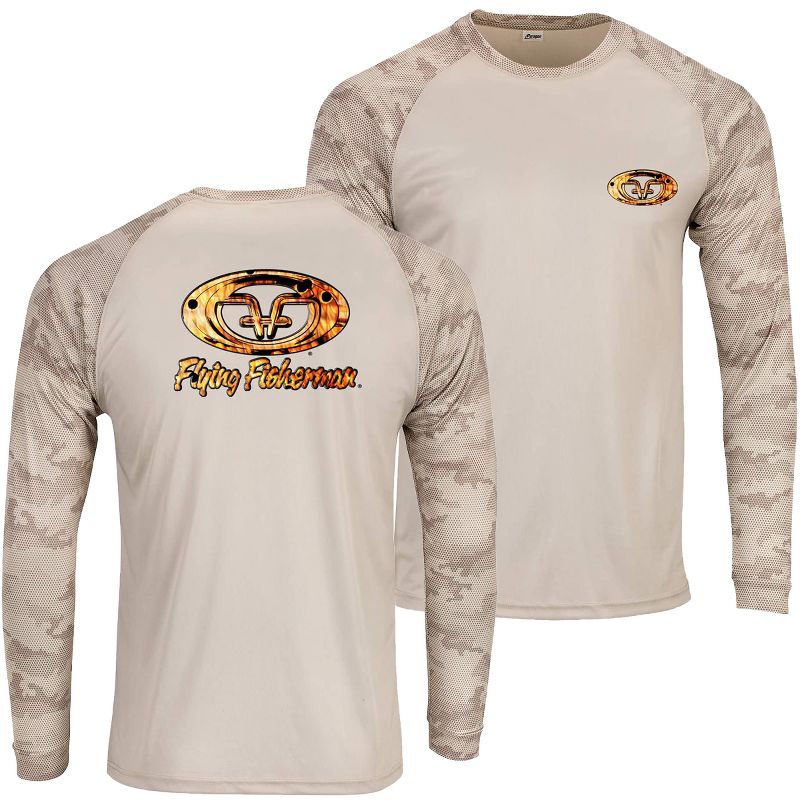 Flying Fisherman Redfish Skin Performance Long Sleeve T-Shirt - Large - Sand