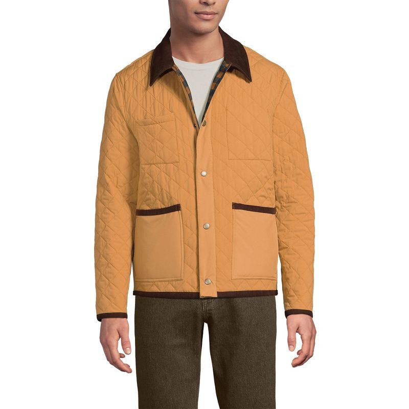 Lands' End Men's Reversible Insulated Barn Jacket - X Large - Canyon Camel/Buffalo Check