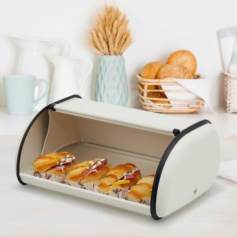 Stainless Steel Bread Box with Roll Top Lid, Large Bread Storage Container for Kitchen Counter Pantry Shelf